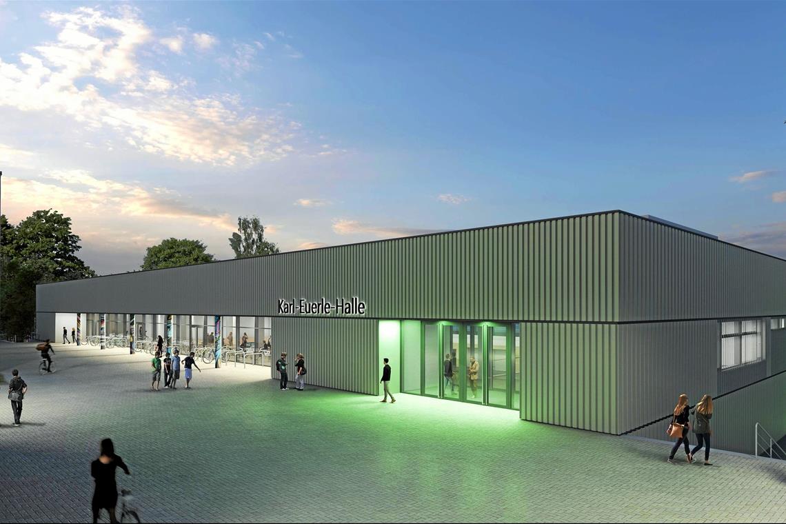 Die Stadt Backnang hält an ihren Großprojekten fest Der Neubau der Karl-Euerle-Halle ist das größte städtische Projekt der nächsten Jahre. Die Kostenschätzung liegt inzwischen bei 19,5 Millionen Euro. Visualisierung: Stadt Backnang