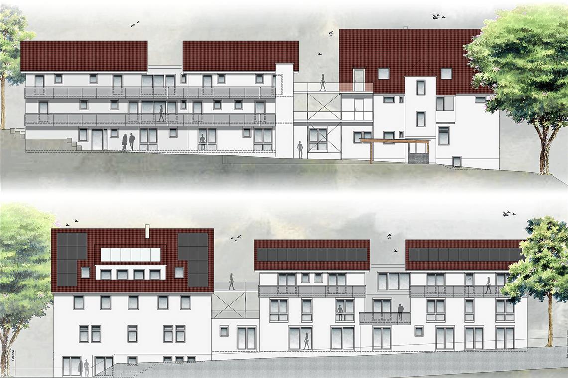 Baubeginn für die neue Wohngemeinschaft in Backnang Der Neubau vereint unter einem Dach die therapeutische Wohngemeinschaft mit ambulant-betreutem Wohnen und Mietwohnraum. Plan: Haalarchitekten
