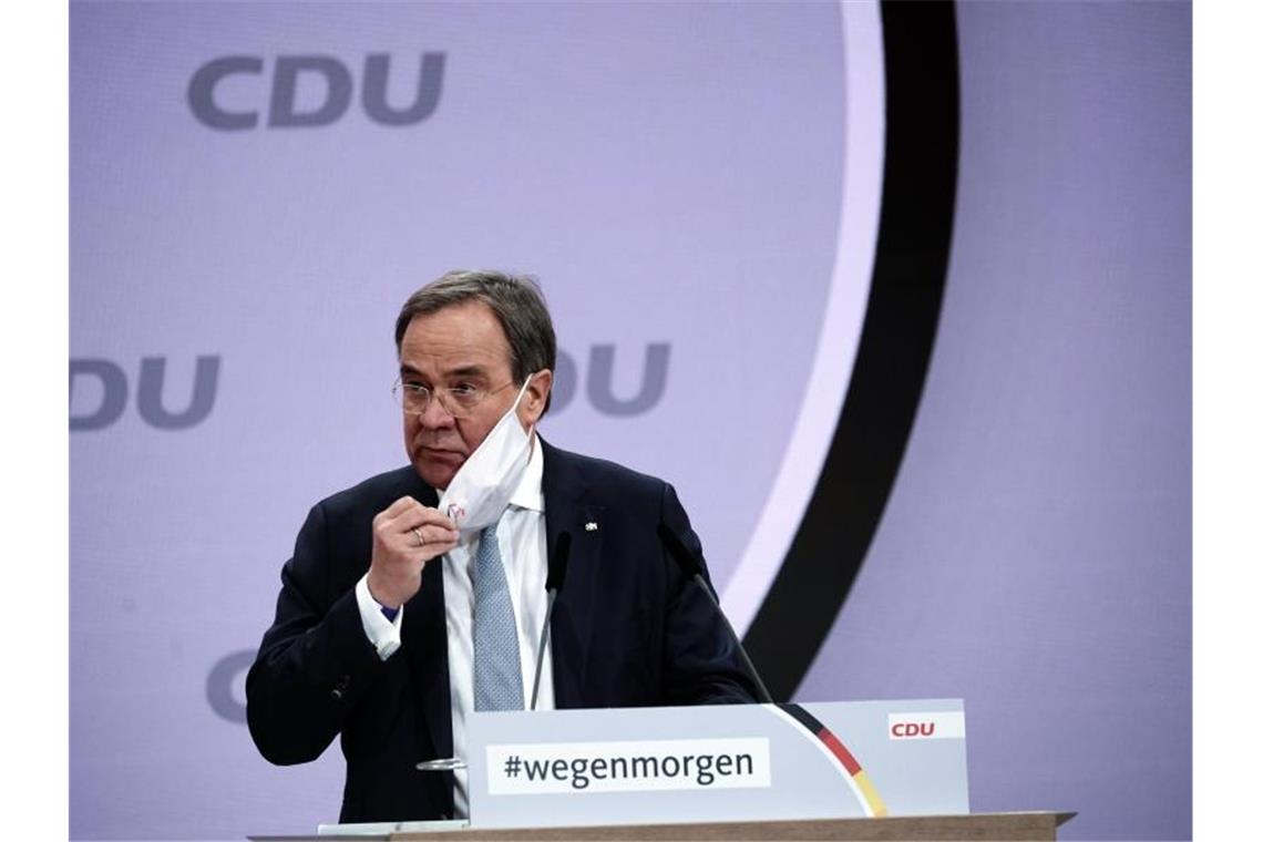 Der neue Parteivorsitzende Armin Laschet spricht zum Abschluss beim digitalen Bundesparteitag der CDU. Foto: Michael Kappeler/dpa