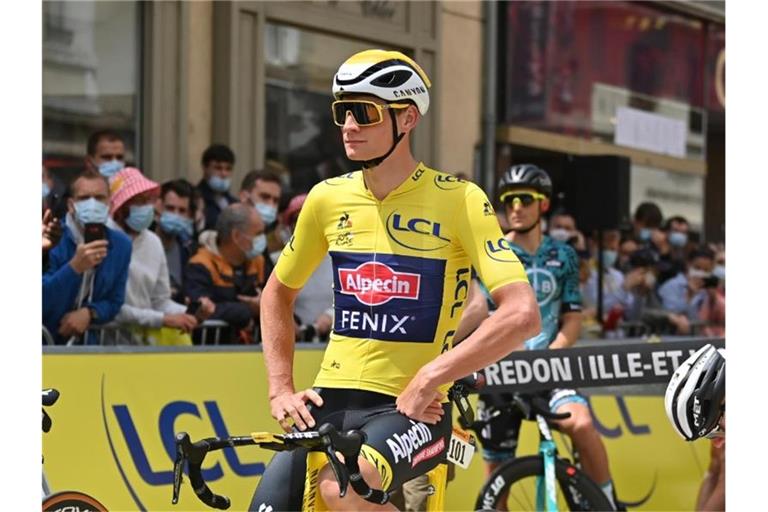 Der Niederländer Mathieu van der Poel wird beim Einzelzeitfahren der 5. Etappe das Gelbe Trikot wohl abgeben müssen. Foto: David Stockman/BELGA/dpa