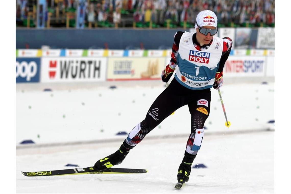 „Wut im Bauch“: Deutsche Kombinierer bei Heim-WM ohne Chance Der österreischische Kombinierer Johannes Lamparter siegt im Einzel (Großschanze/10 km). Foto: Karl-Josef Hildenbrand/dpa