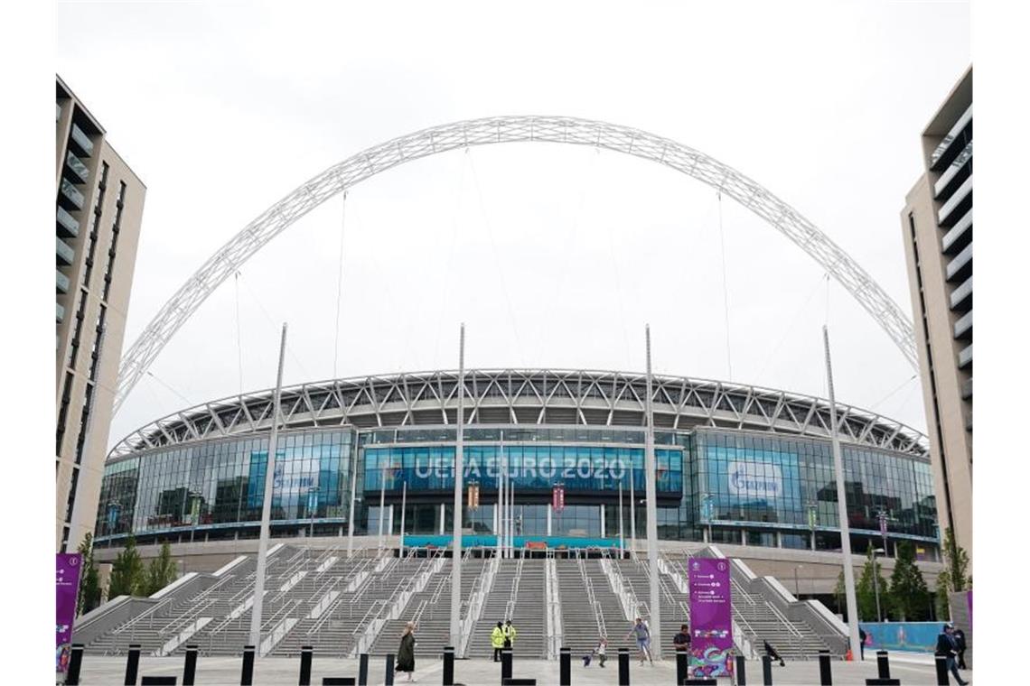 Der Ort des Endspiels: Das Londoner Wembley-Stadion. Foto: Zac Goodwin/PA Wire/dpa