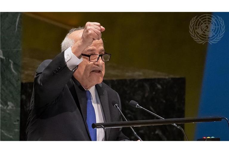 Der palästinensische Botschafter Riad Mansur bei der Vollversammlung der Vereinten Nationen in New York.