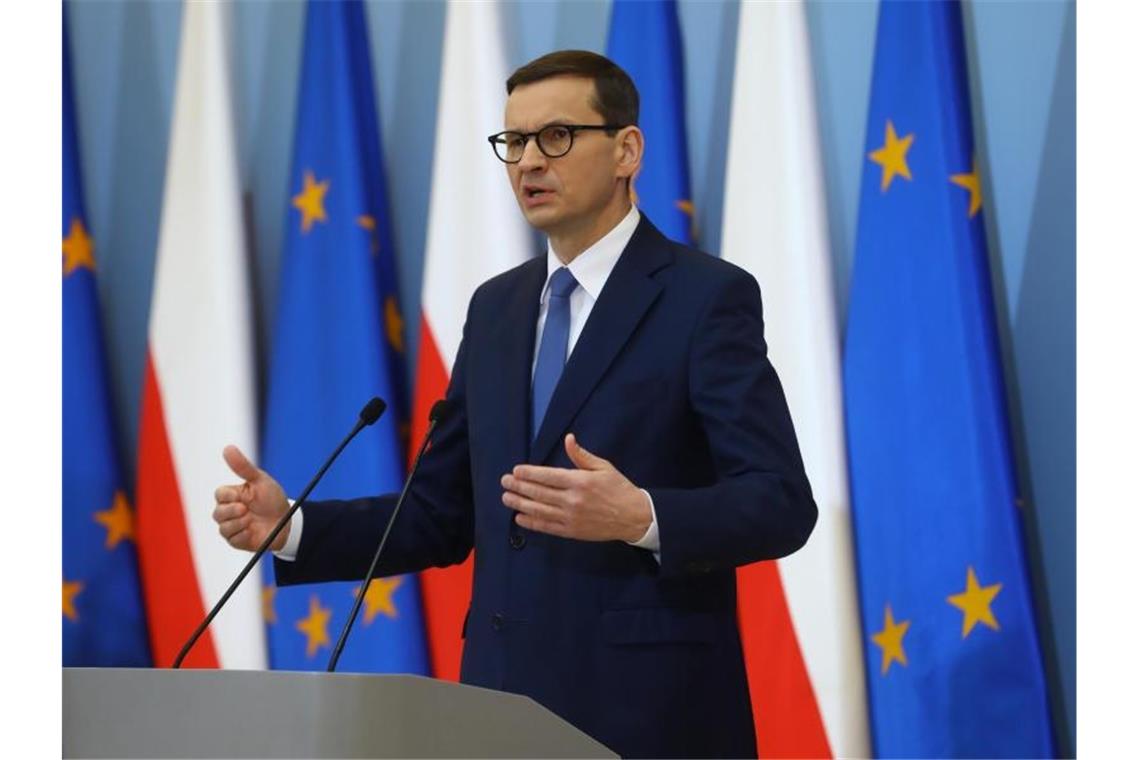 Regierungschefs nach Ukraine-Mission zurück in Polen Der polnische Ministerpräsident Mateusz Morawiecki fährt mit den Regierungschefs aus Tschechien und Slowenien nach Kiew. Foto: Rafal Guz/PAP/dpa