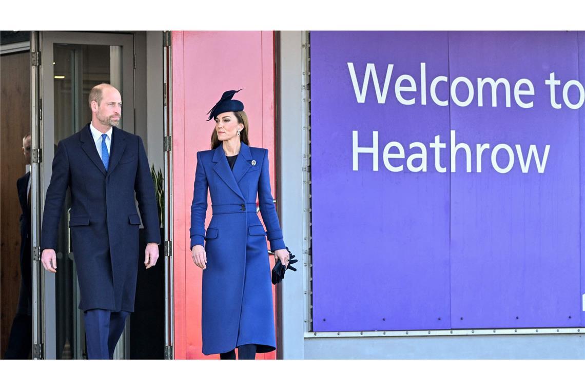 Der Prinz und die Prinzessin von Wales treffen am Flughafen London Heathrow ein, um Bundespräsident Frank-Walter Steinmeier (nicht im Bild) zu seinem dreitägigen Staatsbesuch zu begrüßen.