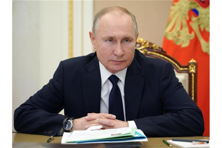 Der russische Präsident Wladimir Putin im Kreml bei einer Videokonferenz. Foto: Alexei Druzhinin/Pool Sputnik Kremlin/AP/dpa