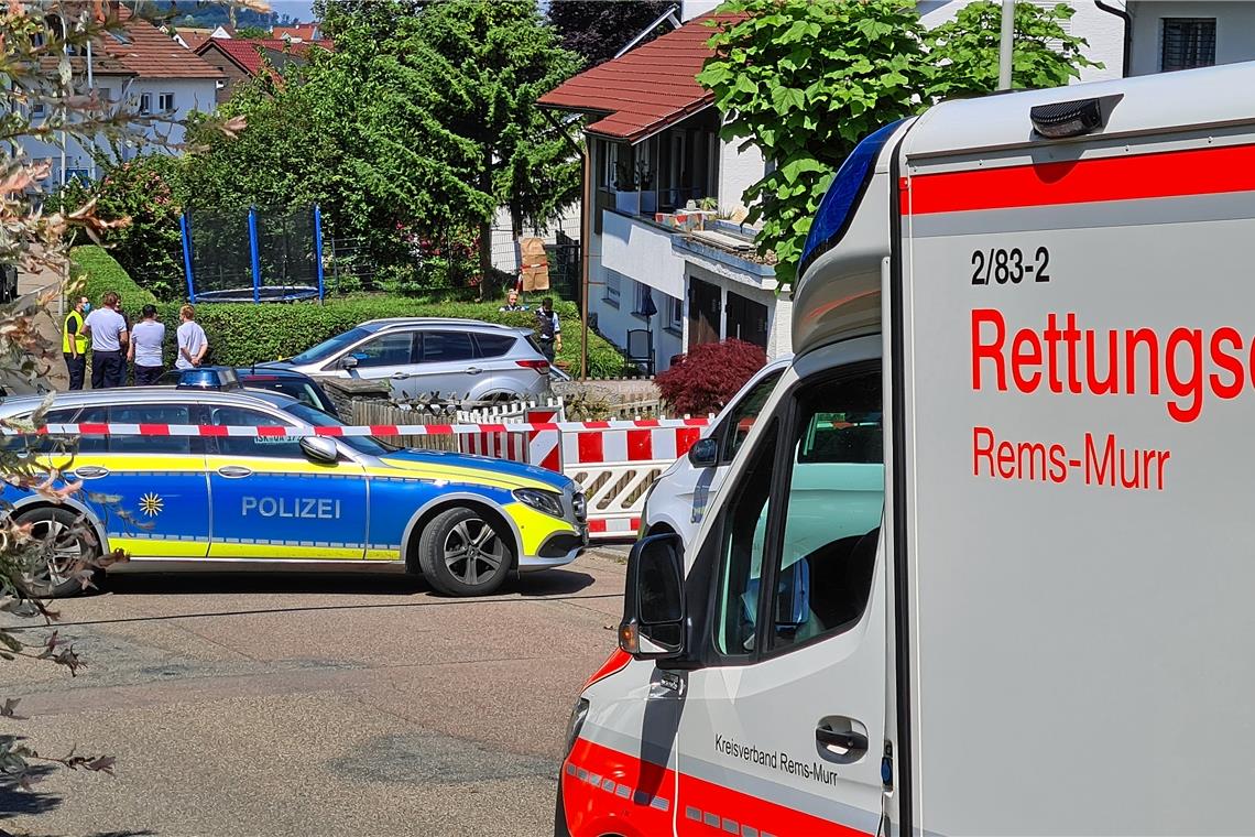 Mutter und neunjährige Tochter getötet Der Schauplatz des Tötungsdelikts befindet sich in der ansonsten beschaulichen Straße Im Wacholder in Allmersbach im Tal. Fotos: B. Beytekin
