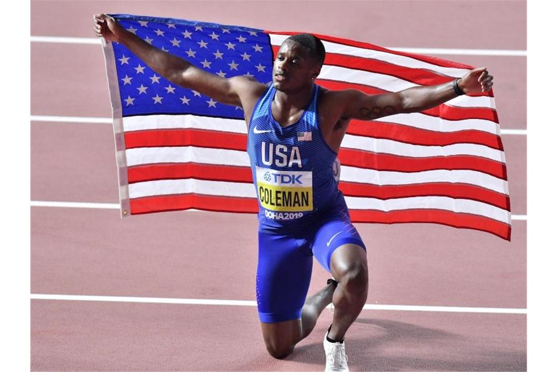 Goldglanz mit Schatten: Coleman gefeiert und gegrillt Der schnellste Mann der Welt: US-Sprinter Christian Coleman. Foto: Martin Meissner/AP