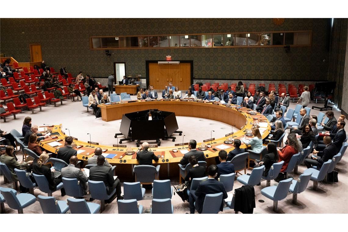 Der Sicherheitsrat hält im UN-Hauptquartier in New York eine Sitzung  ab.