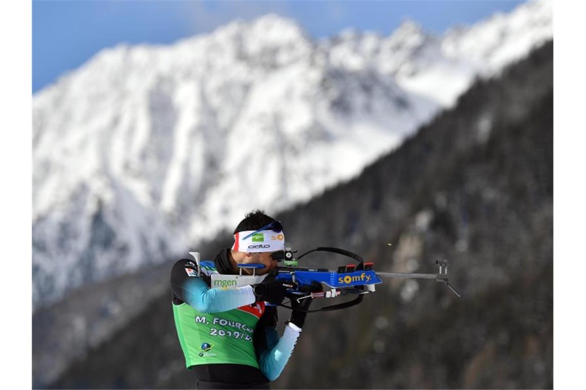 Biathlon-WM in Antholz: Wer kann Bö und Fourcade stoppen? Der siebenmalige Gesamtweltcupsieger aus Frankreich ist wieder zu alter Stärke zurückgekehrt: Martin Fourcade. Foto: Hendrik Schmidt/dpa