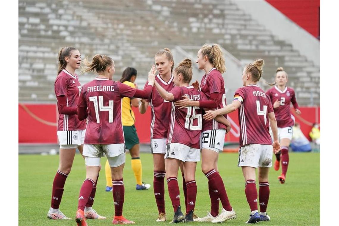 Der Sieg über Australien wurde wegen der Corona-Herausforderung zu einem Nebenaspekt für die DFB-Frauen. Foto: HB-Press-Agency/dpa