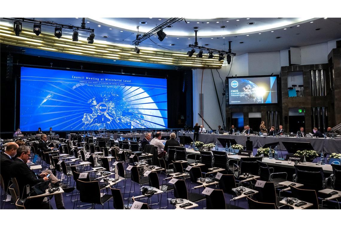 Der Sitzungssaal am Vorabend der Esa-Ministerratstagung.