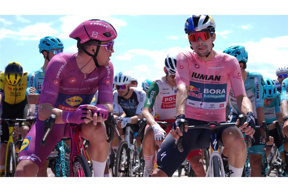 Giro: Plapp holt Etappensieg - Roglic verliert Rosa Trikot Der Slowene Primoz Roglic (r) verliert das Rosa Trikot des Gesamtführenden.