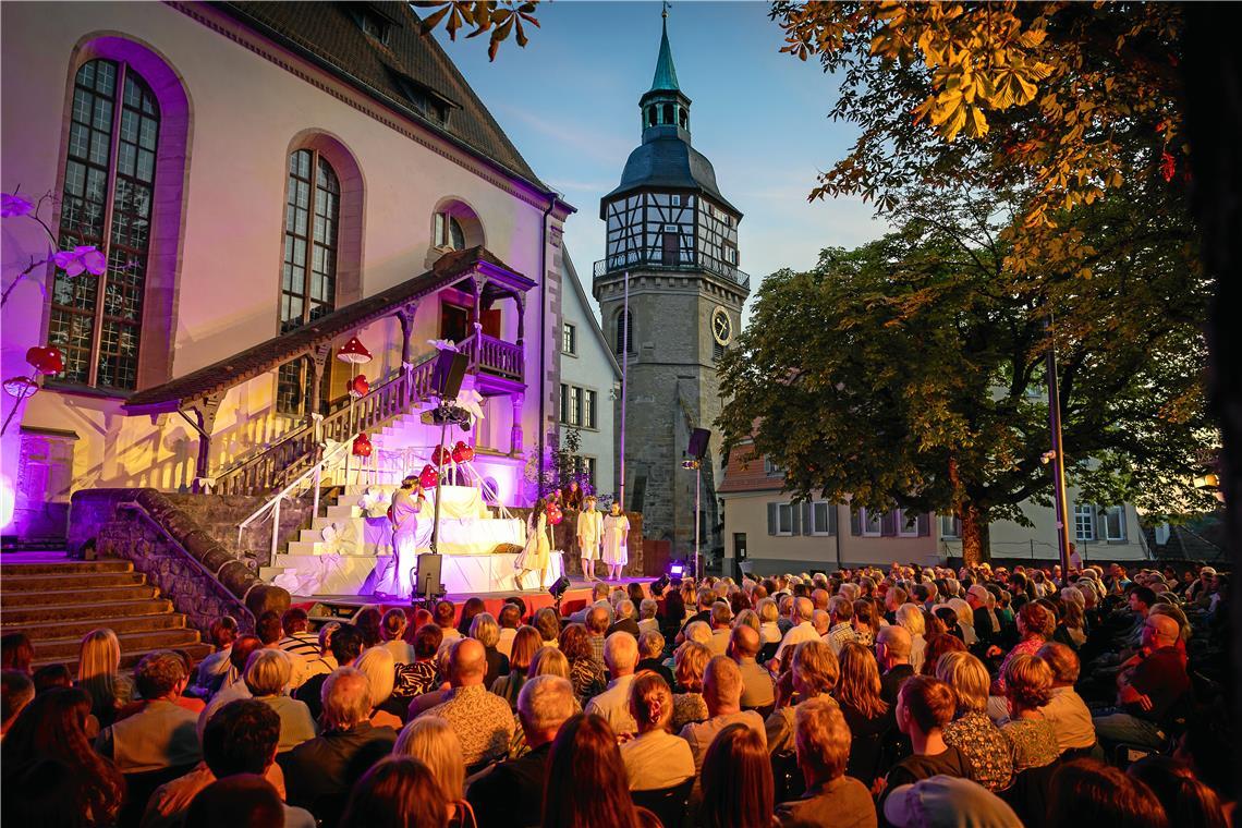 Der „Sommernachtstraum“ geht in die Verlängerung. 2025 sahen mehr als 3000 Besucherinnen und Besucher die acht Aufführungen hinter der Stiftskirche. Archivfoto: Alexander Becher
