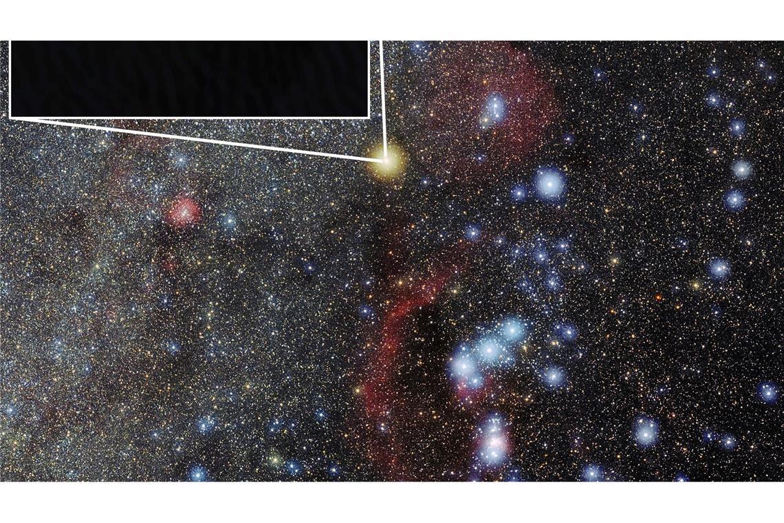 Der Stern Beteigeuze (engl. Betelgeuse) an einer Schulter des Sternbilds Orion hat wahrscheinlich einen Companion.