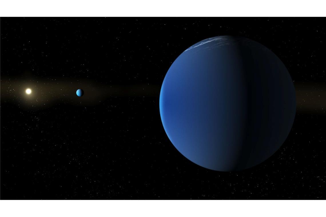 Der Stern TOI-791 und die beiden ihn umrundenden Riesenplaneten.
