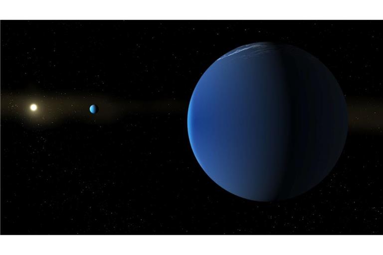 Der Stern TOI-791 und die beiden ihn umrundenden Riesenplaneten.