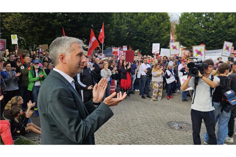 Der Tübinger OB Boris Palmer auf der Kundgebung.