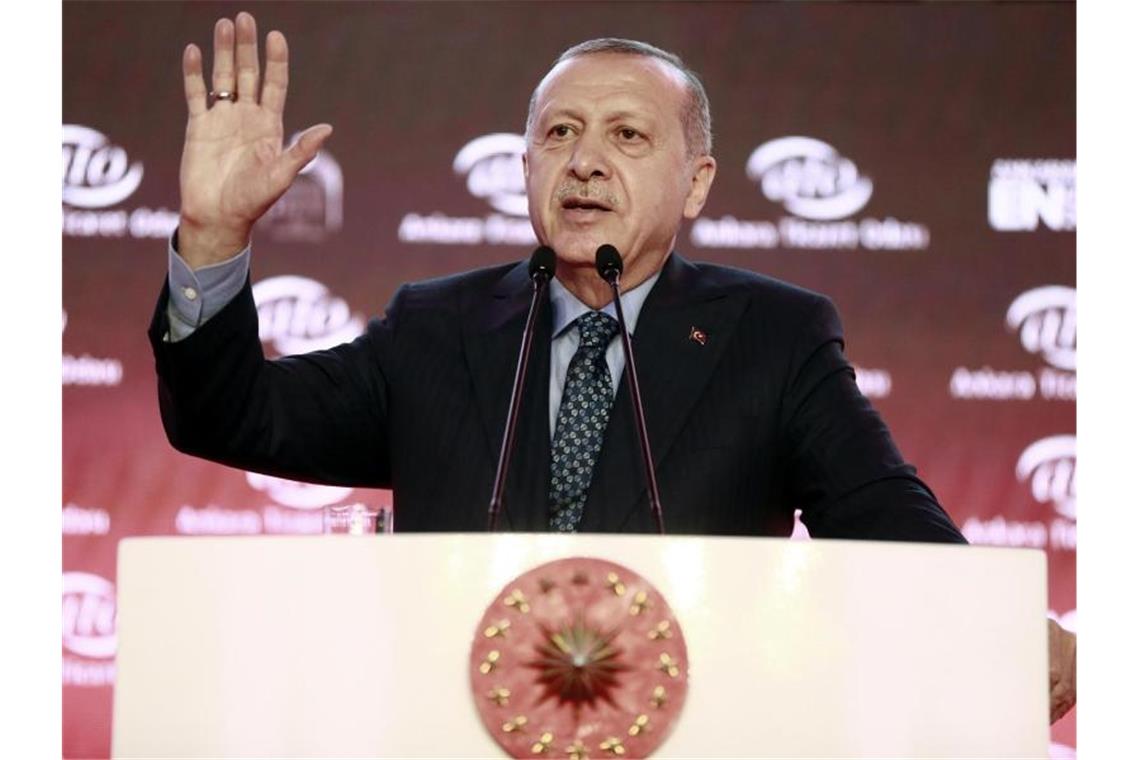 Der türkische Präsident Recep Tayyip Erdogan spricht in Ankara. Foto: Presidential Press Service/AP