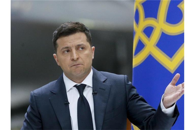 Der ukrainische Präsident Wolodymyr Selenskyj hofft auf ein Scheitern des deutsch-russischen Gasleitungsprojekts Nord Stream 2. Foto: Efrem Lukatsky/AP/dpa