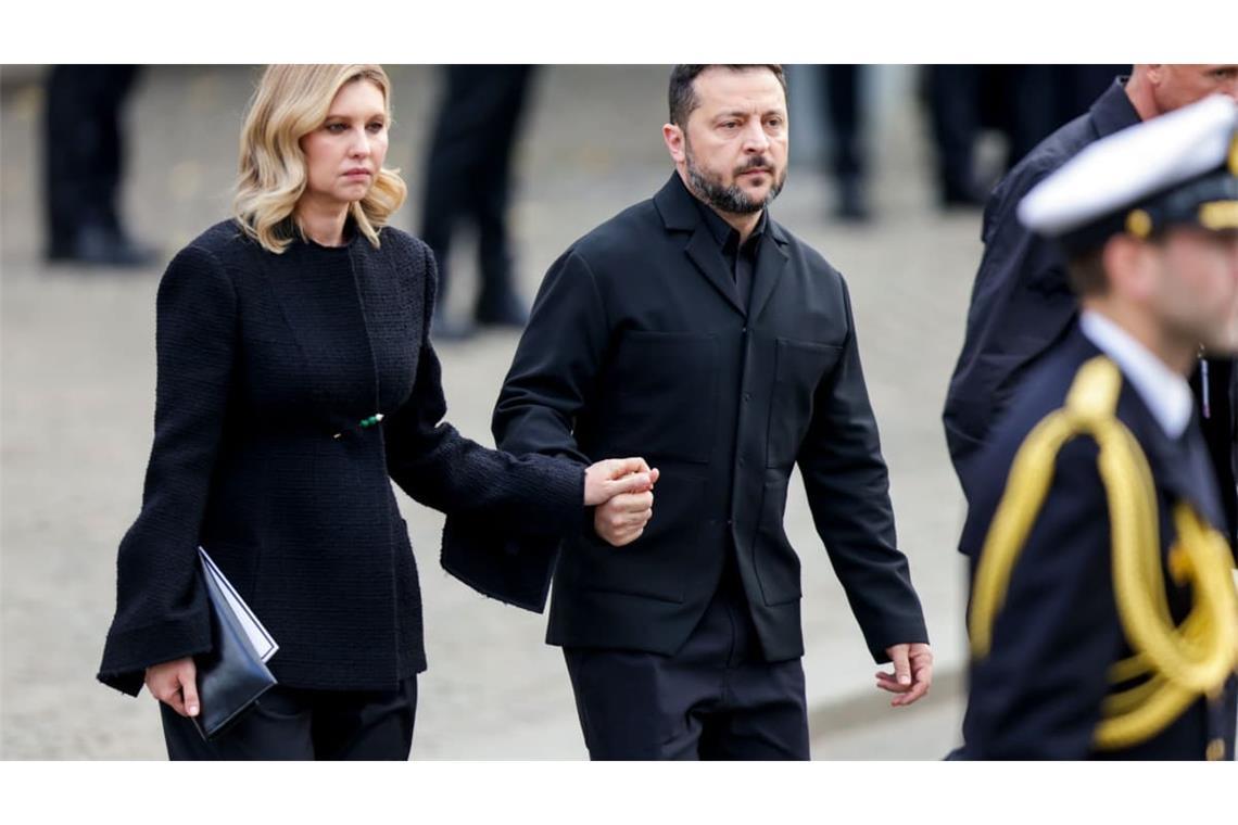 Der ukrainische Präsident Wolodymyr Selenskyj und First Lady Olena Selenska nahmen bei der Trauerfeier von König Harald V.