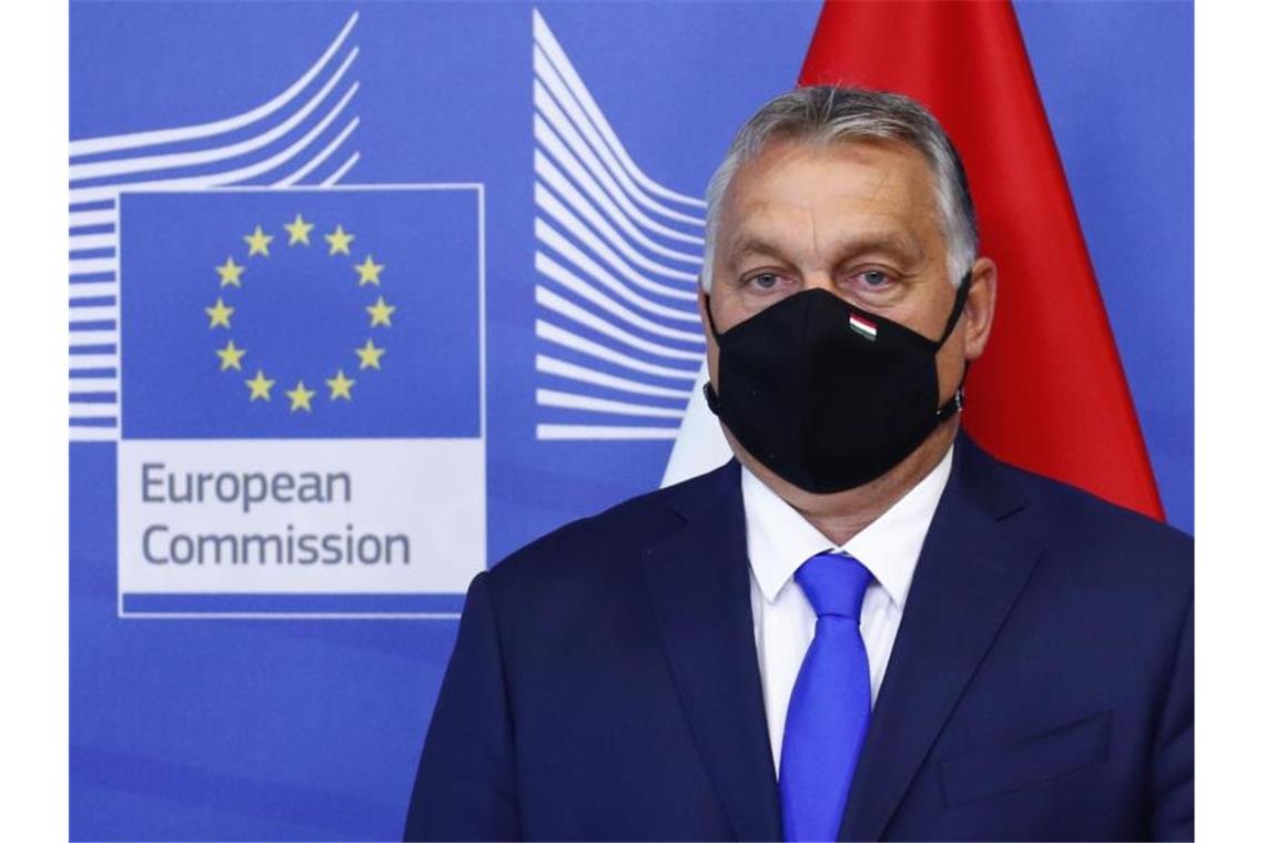 Der ungarische Ministerpräsident Viktor Orban steht vor einem Treffen der Visegrad-Staaten im EU-Hauptquartier in Brüssel. Foto: Francois Lenoir/Pool Reuters/AP/dpa