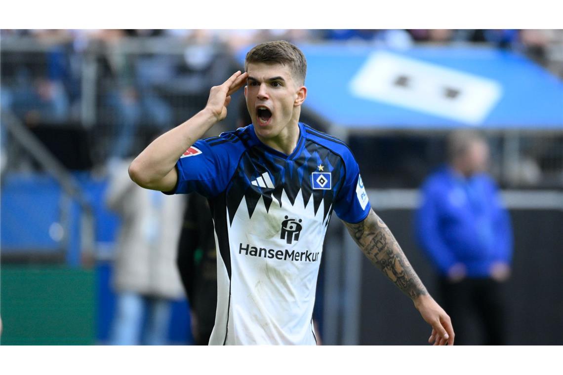 Der verletzte Luka Vuskovic fehlt dem HSV im Abstiegskampf sehr. (Archivbild)