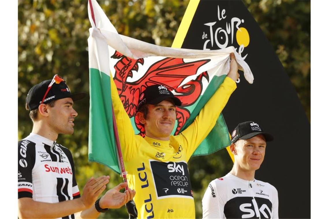 Der Waliser Geraint Thomas (M.) gewann 2018 die Tour. Foto: Laurent Rebours/AP