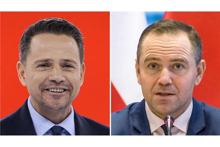 Der Warschauer Oberbürgermeister Rafal Trzaskowski (links) und der Historiker Karol Nawrocki gelten als Favoriten im Rennen um die polnische Präsidentschaft. (Archivbilder)