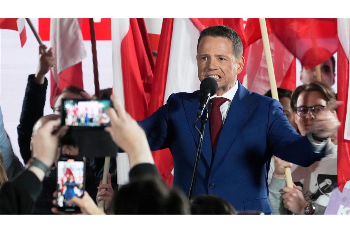 Große Demos sollen Polen vor Präsidentenwahl mobilisieren Der Warschauer Oberbürgermeister Trzaskowski geht für das proeuropäische Lager von Regierungschef Tusk an den Start. (Archivbild)