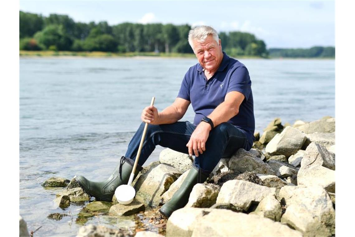 Kampf gegen Stechmücken: Regen bringt immer neue Arbeit Der wissenschaftliche Direktor der KABS, Norbert Becker, sitzt am Ufer des Rhein. Foto: Uwe Anspach/Archivbild
