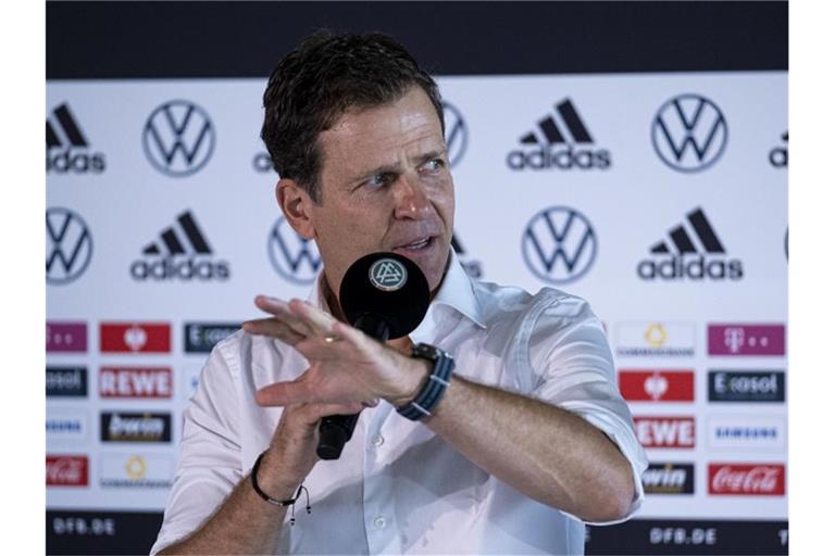 DFB-Direktor Oliver Bierhoff hat die hohen Ziele der deutschen Fußball-Nationalmannschaft bekräftigt. Foto: Thomas Boecker/DFB/dpa