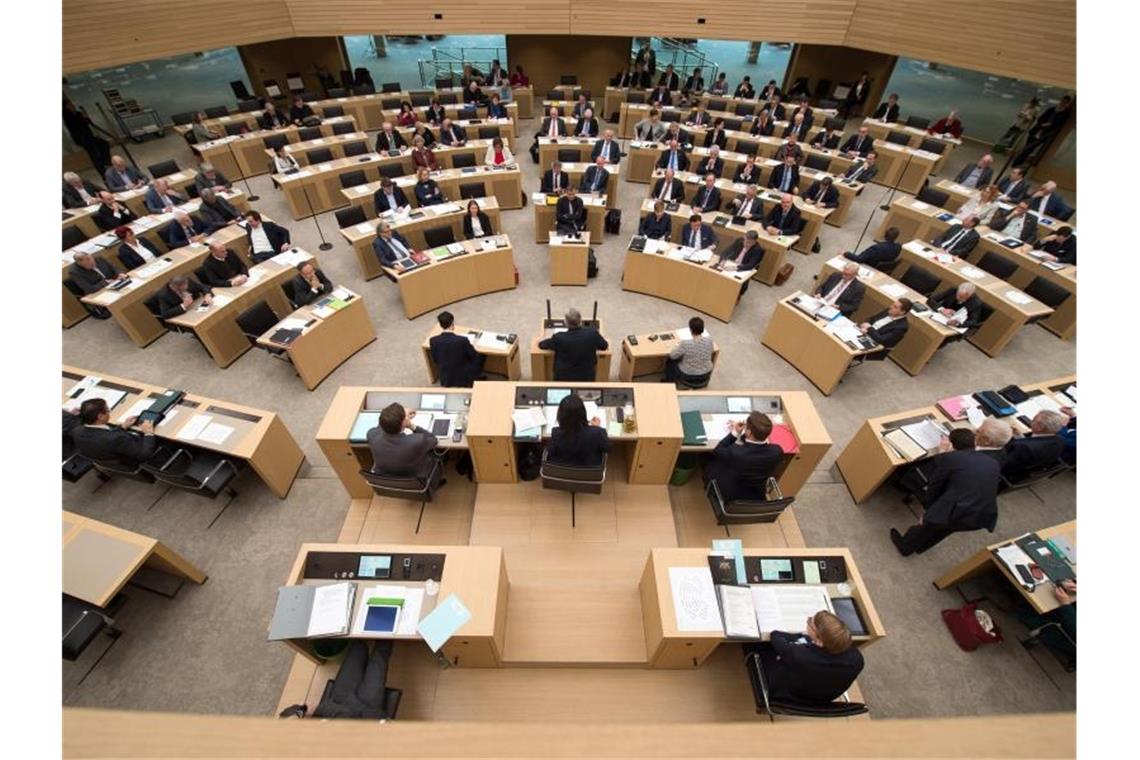 Die Abgeordneten des Landtags von Baden-Württemberg sitzen bei einer Debatte im Plenarsaal. Foto: Sina Schuldt/dpa
