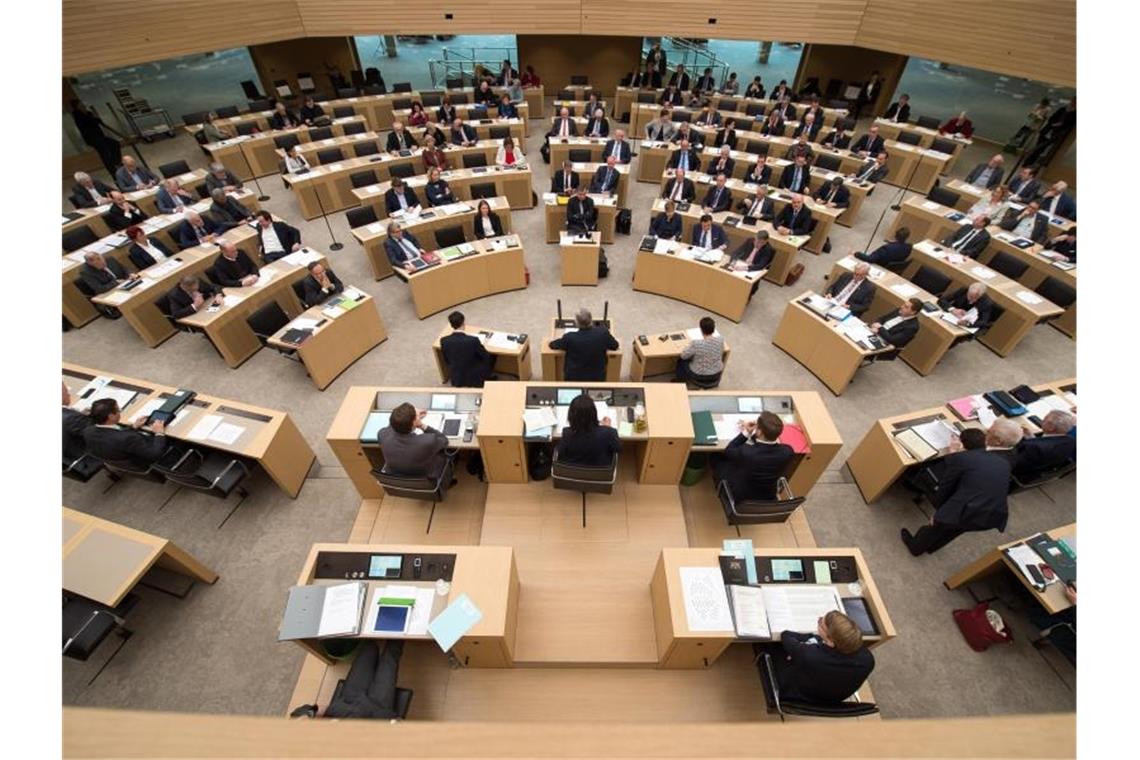 Die Abgeordneten des Landtags von Baden-Württemberg sitzen bei einer Debatte im Plenarsaal. Foto: Sina Schuldt/dpa/Archivbild