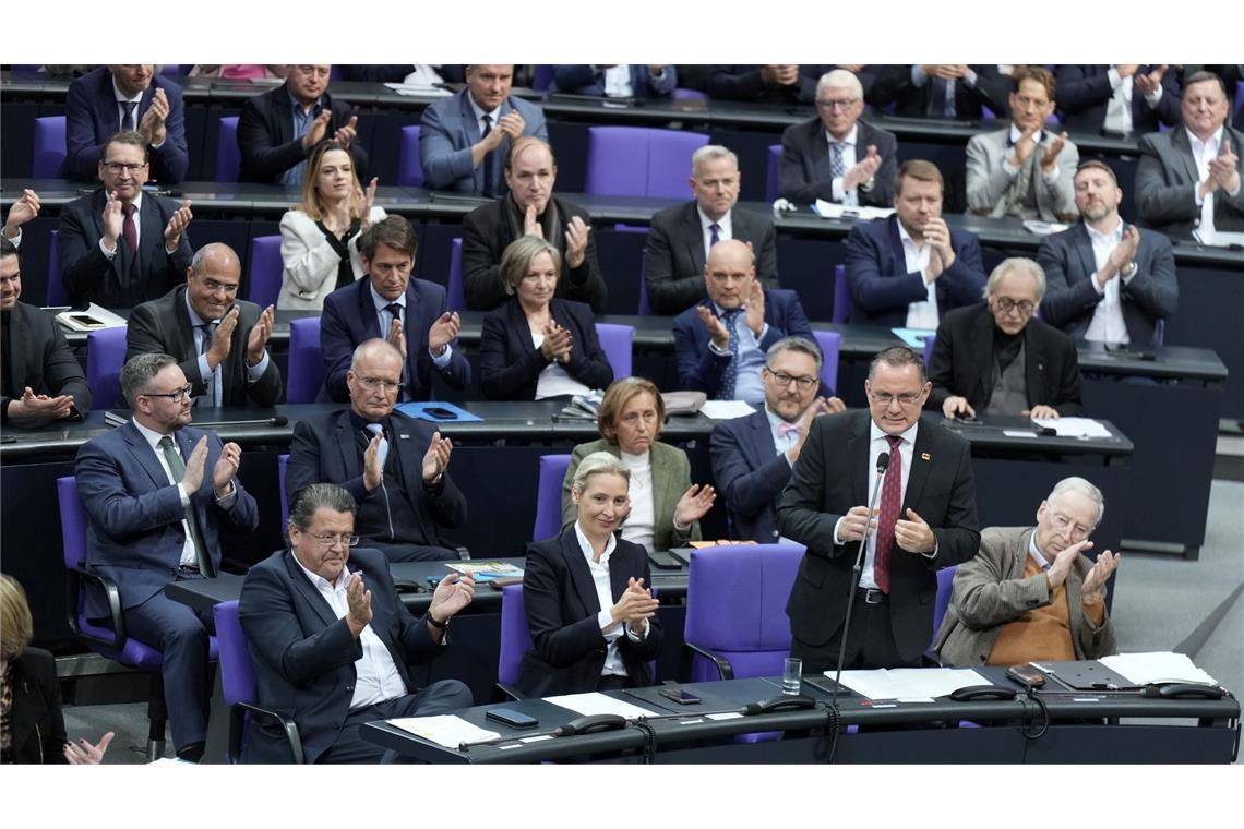 Die AfD-Bundestagsfraktion ist im Vergleich zum Bundestag vor der Neuwahl im Februar 2025 ungefähr um das Doppelte angewachsen. (Archivbild)