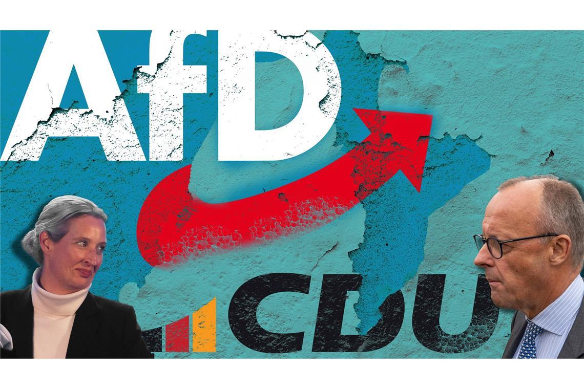 Die AfD und Union teilen sich den ersten Platz in der neuesten Umfrage zur Bundestagswahl.