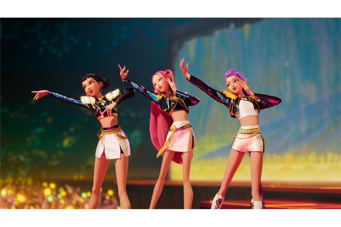 Die Band Huntrix gibt ein Megakonzert im Animationsfilm "KPop Demon Hunters". (Netflix-Handout)