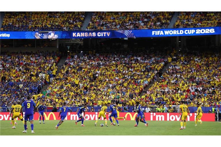 Die Bandenwerbung von McDonald's beim WM-Spiel Ecuador gegen Curacao.
