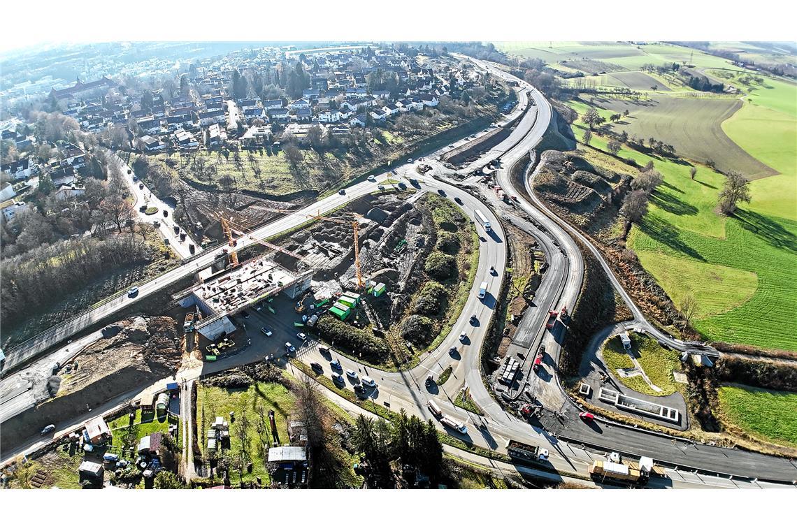Die Baustelle Backnang-West verändert jeden Tag ihr Gesicht.