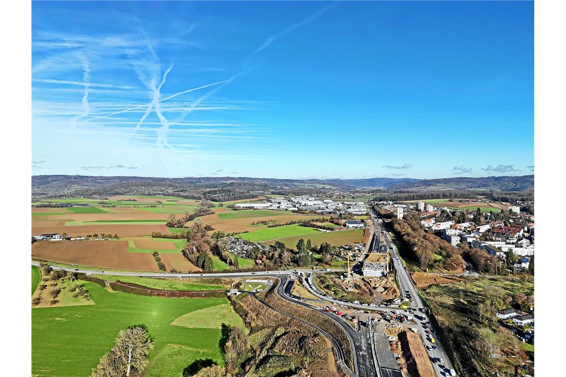 Die Baustelle Backnang-West verändert jeden Tag ihr Gesicht.