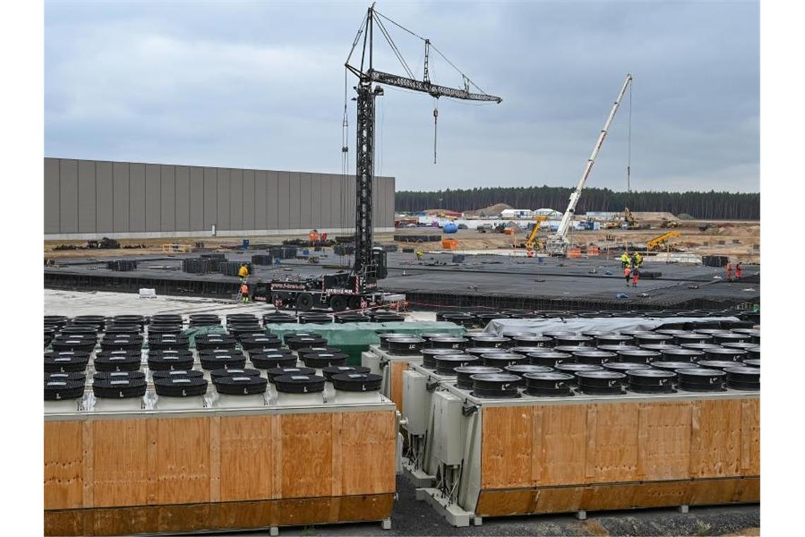 Die Baustelle der Tesla-Gigafactory östlich von Berlin. Foto: Patrick Pleul/dpa-Zentralbild/dpa