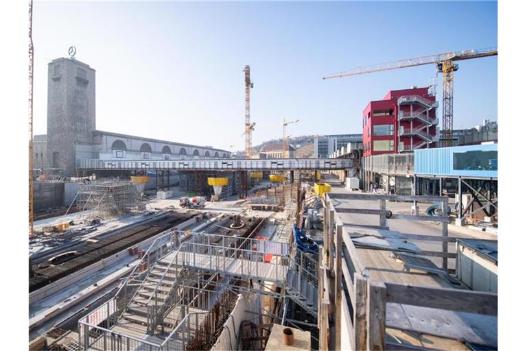 Die Baustelle des neuen Tiefbahnhofs des Bahnprojektes Stuttgart 21. Foto: Sebastian Gollnow/dpa/Archivbild