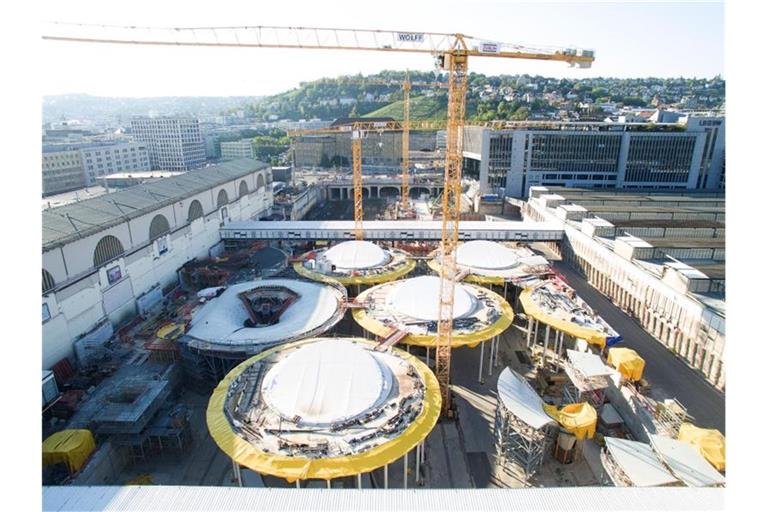 Die Baustelle des zukünftigen Tiefbahnhofs des Bahnprojektes Stuttgart 21. Foto: Sebastian Gollnow/dpa/Archivbild