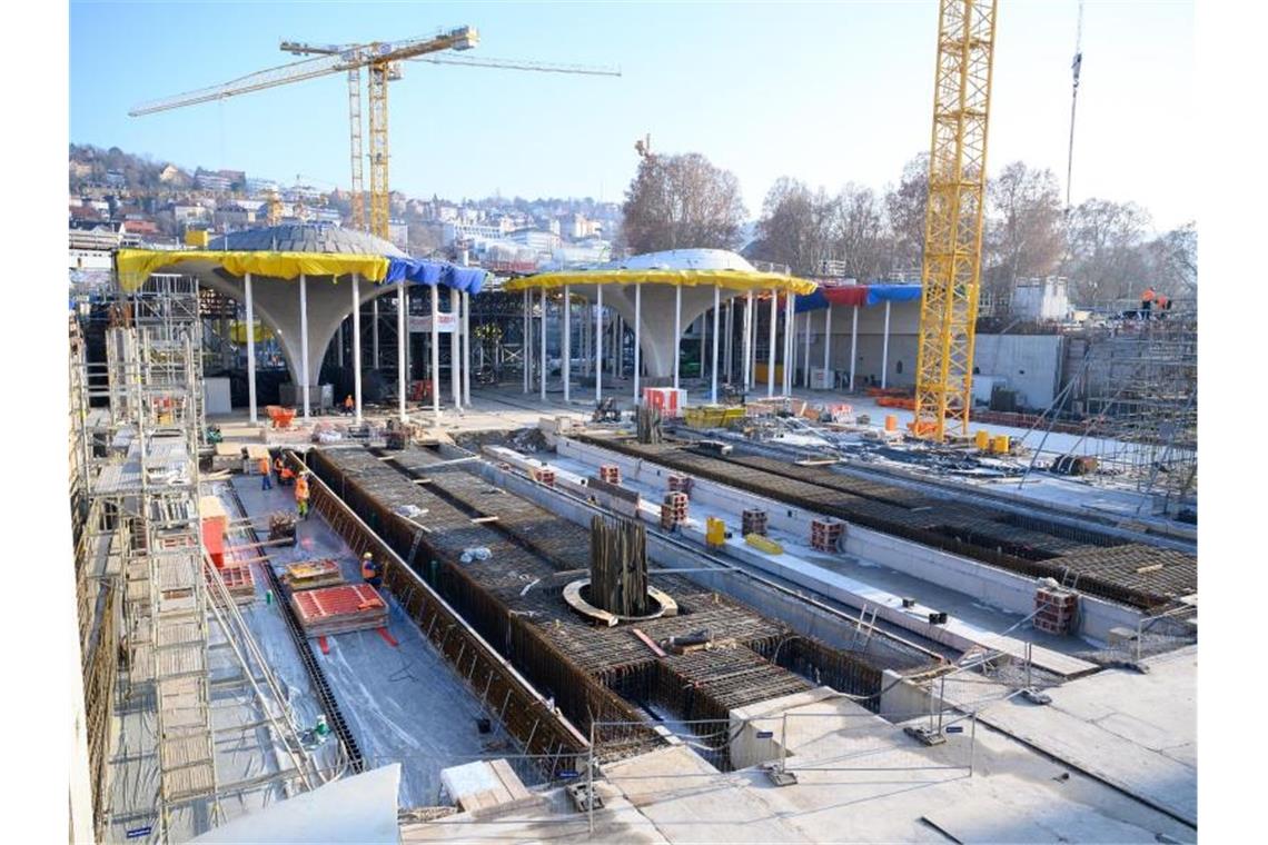 Die Baustelle des zukünftigen Tiefbahnhofs des Bahnprojektes Stuttgart 21. Foto: Sebastian Gollnow/dpa/Archivbild