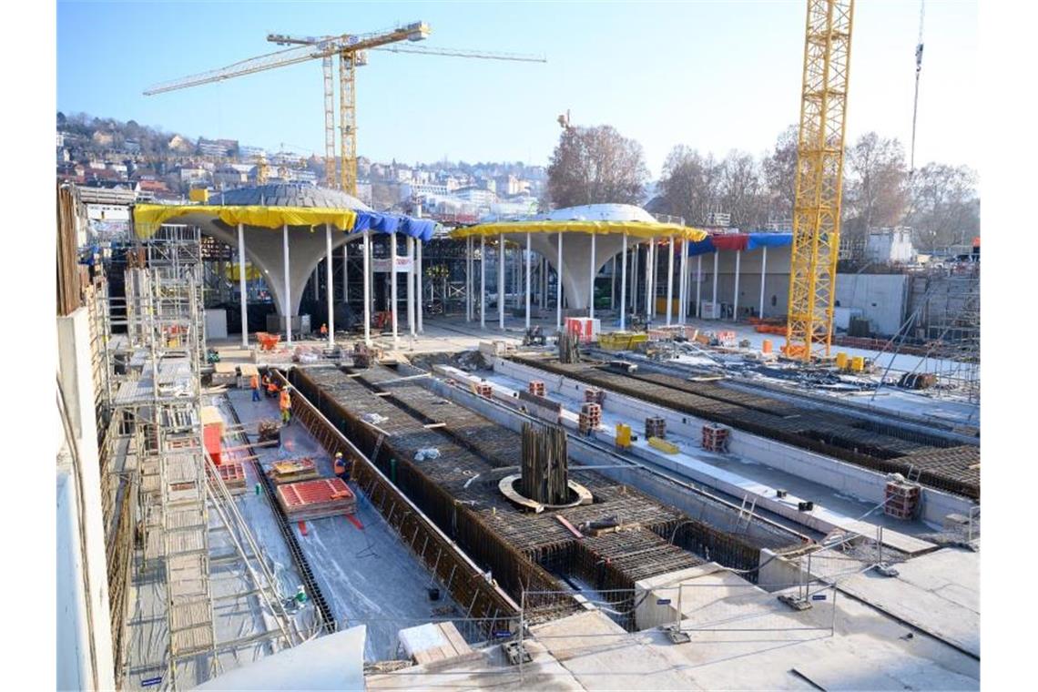 Die Baustelle des zukünftigen Tiefbahnhofs des Bahnprojektes Stuttgart 21. Foto: Sebastian Gollnow/dpa/Archivbild