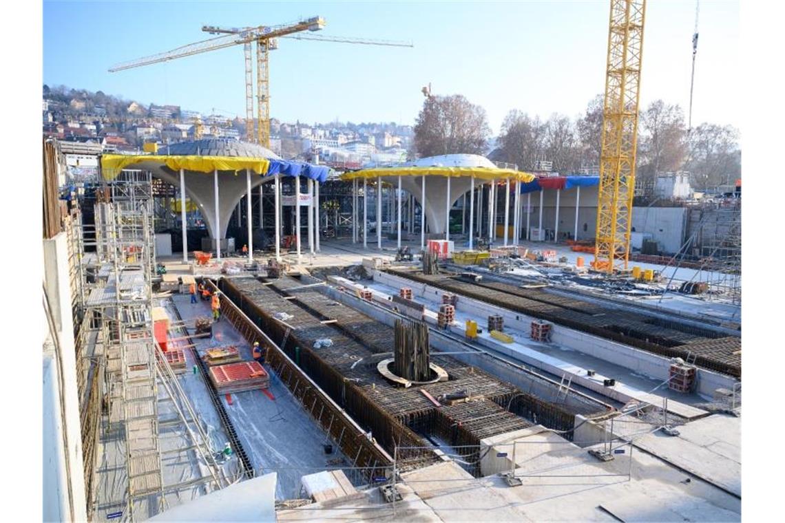 Etappenziel bei Stuttgart 21: Durchschlag im Fildertunnel Die Baustelle des zukünftigen Tiefbahnhofs des Bahnprojektes Stuttgart 21. Foto: Sebastian Gollnow/dpa/Archivbild