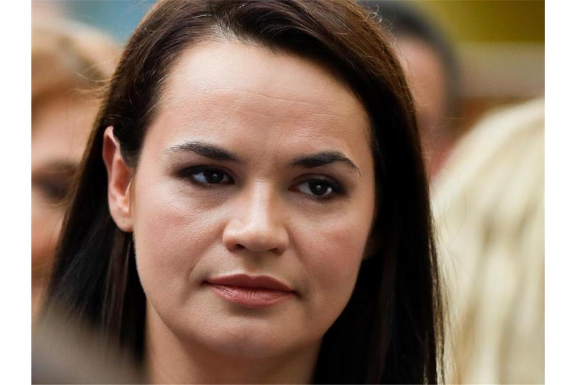 Tichanowskaja gegen eine Einmischung Russlands in Belarus Die belarussische Oppositionspolitikerin Swetlana Tichanowskaja ist gegen russische Einmischung in Belarus. Foto: Sergei Grits/AP/dpa