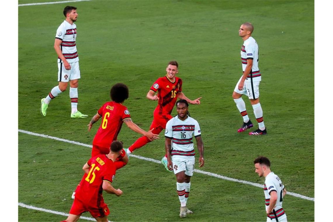 Die Belgier setzten sich im EM-Achtelfinale gegen Portugal durch. Foto: Cezaro De Luca/dpa