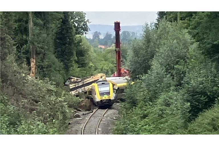 Die Bergung des Regionalexpress auf der Strecke bei Riedlingen hat am Montagnachmittag begonnen.