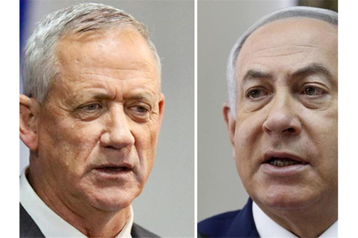 Die Bildkombo zeigt Benny Gantz, Vorsitzender des Bündnisses Blau-Weiß, und Benjamin Netanjahu, Premierminister von Israel. Foto: ---/dpa